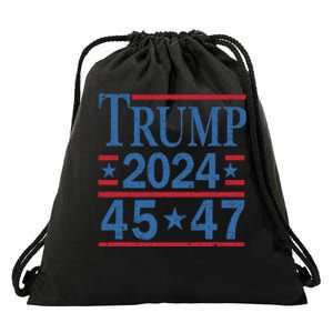 45 47 Trump 2024 American Flag Vote Trump Drawstring Bag