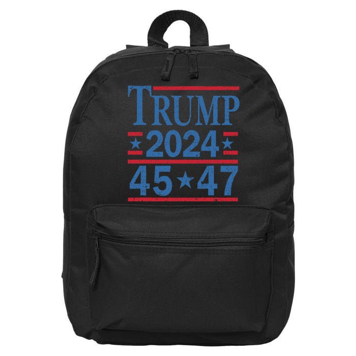 45 47 Trump 2024 American Flag Vote Trump 16 in Basic Backpack