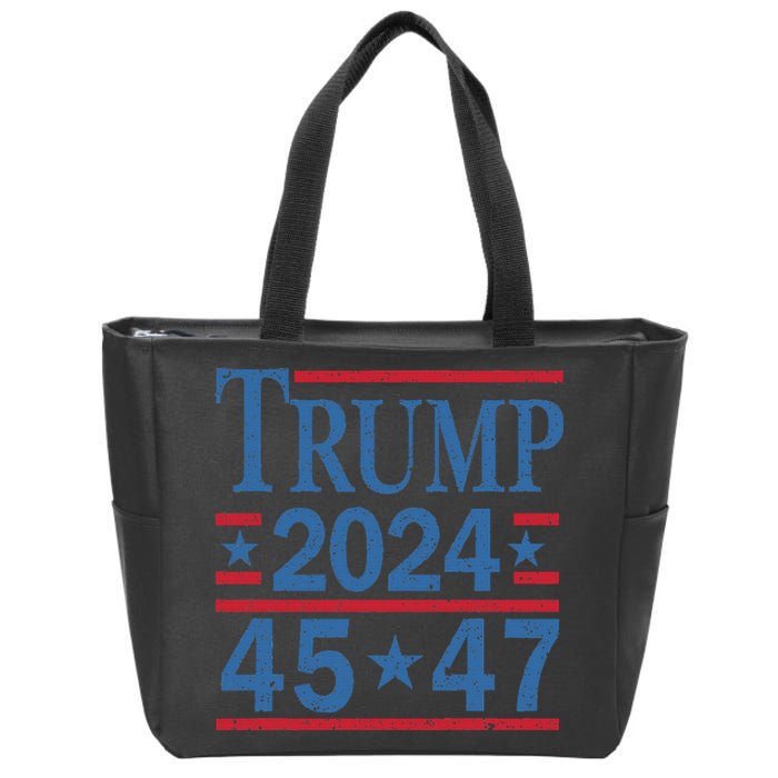 45 47 Trump 2024 American Flag Vote Trump Zip Tote Bag