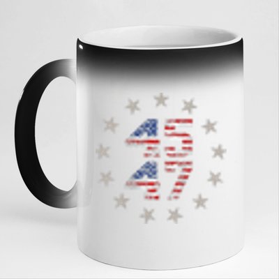 45 47 Trump 2024 American Flag 11oz Black Color Changing Mug