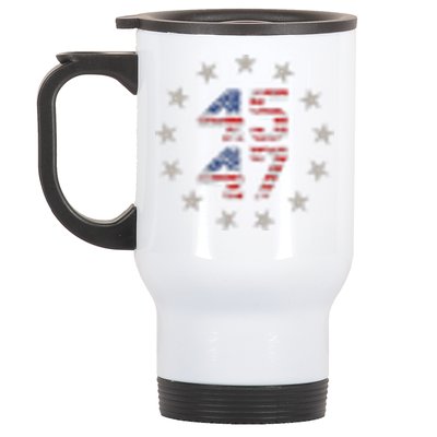 45 47 Trump 2024 American Flag Stainless Steel Travel Mug