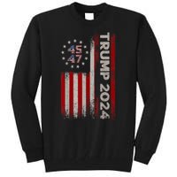 45 47 Trump 2024 American Flag Tall Sweatshirt