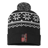 45 47 Trump 2024 American Flag USA-Made Snowflake Beanie