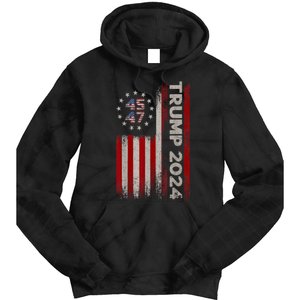 45 47 Trump 2024 American Flag Tie Dye Hoodie