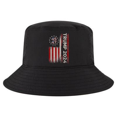 45 47 Trump 2024 American Flag Cool Comfort Performance Bucket Hat