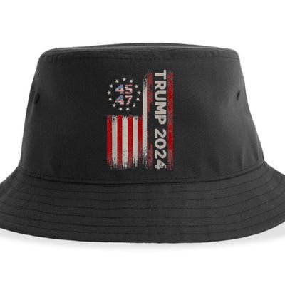 45 47 Trump 2024 American Flag Sustainable Bucket Hat