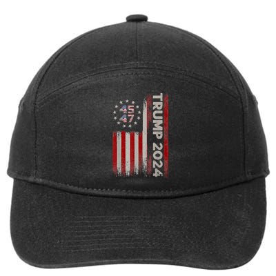 45 47 Trump 2024 American Flag 7-Panel Snapback Hat