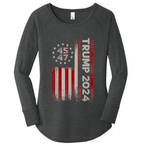 45 47 Trump 2024 American Flag Women's Perfect Tri Tunic Long Sleeve Shirt