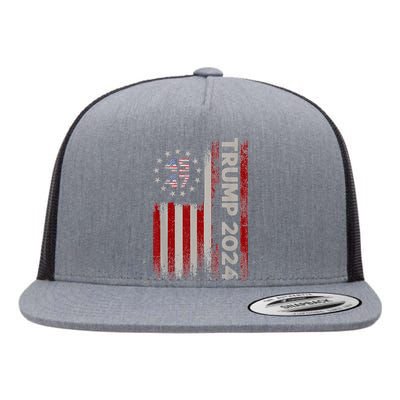 45 47 Trump 2024 American Flag Flat Bill Trucker Hat