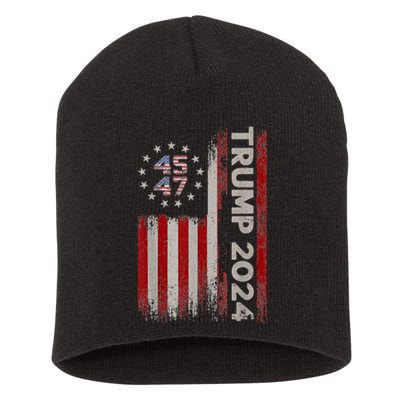 45 47 Trump 2024 American Flag Short Acrylic Beanie