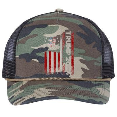 45 47 Trump 2024 American Flag Retro Rope Trucker Hat Cap