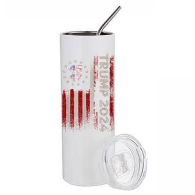 45 47 Trump 2024 American Flag Stainless Steel Tumbler