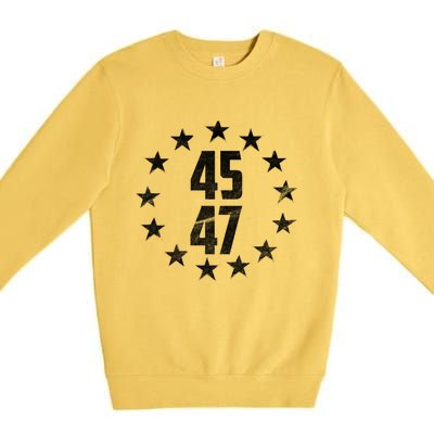 45 47 Trump 2024 American Flag Trump 2024 Premium Crewneck Sweatshirt