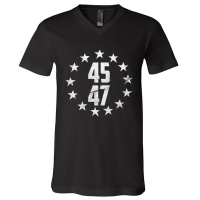 45 47 Trump 2024 American Flag Trump 2024 V-Neck T-Shirt