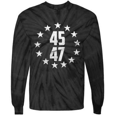 45 47 Trump 2024 American Flag Trump 2024 Tie-Dye Long Sleeve Shirt