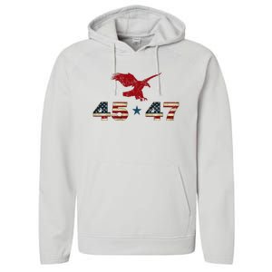 45 47 Trump 2024 President Election Patriotic Eagle Performance Fleece Hoodie