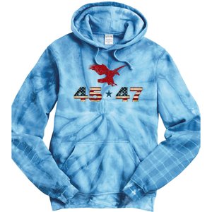 45 47 Trump 2024 President Election Patriotic Eagle Tie Dye Hoodie