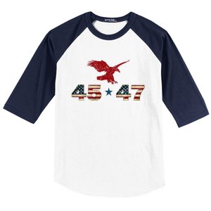 45 47 Trump 2024 President Election Patriotic Eagle Baseball Sleeve Shirt