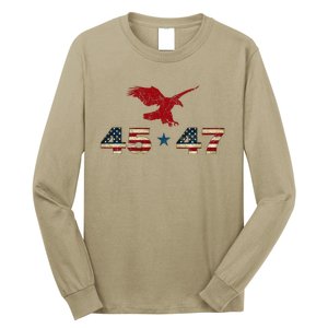 45 47 Trump 2024 President Election Patriotic Eagle Long Sleeve Shirt