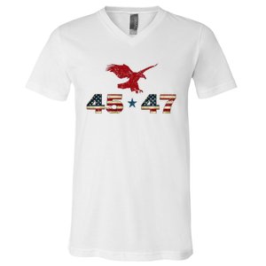 45 47 Trump 2024 President Election Patriotic Eagle V-Neck T-Shirt