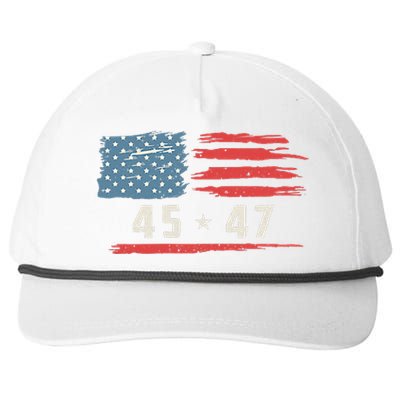 45 47 Trump President Vintage American Flag 2024 Pocket Snapback Five-Panel Rope Hat