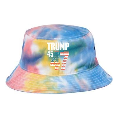 45 47 Trump 2024 American Flag Funny Tie Dye Newport Bucket Hat