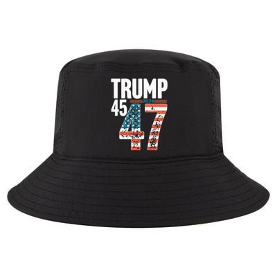 45 47 Trump 2024 American Flag Funny Cool Comfort Performance Bucket Hat