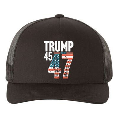 45 47 Trump 2024 American Flag Funny Yupoong Adult 5-Panel Trucker Hat