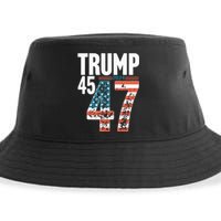 45 47 Trump 2024 American Flag Funny Sustainable Bucket Hat