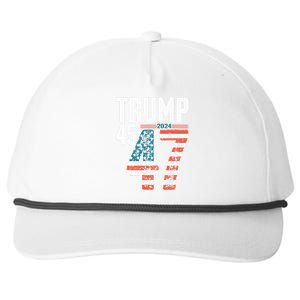 45 47 Trump 2024 American Flag Funny Snapback Five-Panel Rope Hat