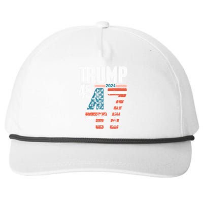 45 47 Trump 2024 American Flag Funny Snapback Five-Panel Rope Hat