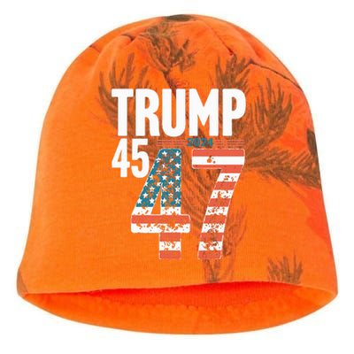 45 47 Trump 2024 American Flag Funny Kati - Camo Knit Beanie