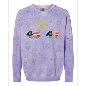 45 47 Trump 2024 President Election Patriotic Eagle Usa Flag Gift Colorblast Crewneck Sweatshirt