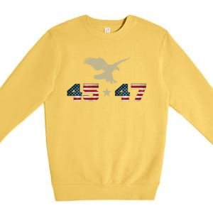 45 47 Trump 2024 President Election Patriotic Eagle Usa Flag Gift Premium Crewneck Sweatshirt