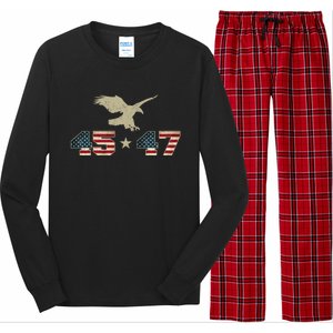 45 47 Trump 2024 President Election Patriotic Eagle Usa Flag Gift Long Sleeve Pajama Set