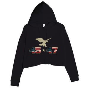 45 47 Trump 2024 President Election Patriotic Eagle Usa Flag Gift Crop Fleece Hoodie