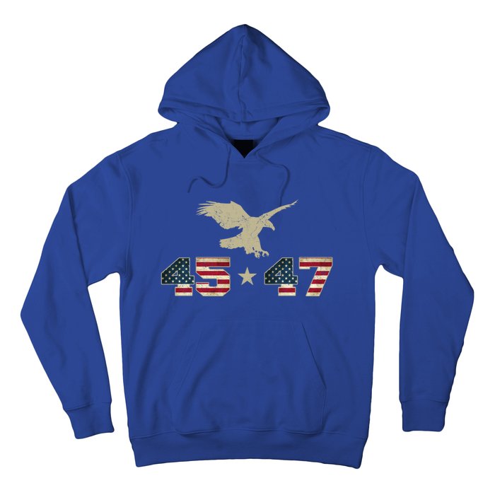 45 47 Trump 2024 President Election Patriotic Eagle Usa Flag Gift Hoodie