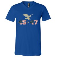 45 47 Trump 2024 President Election Patriotic Eagle Usa Flag Gift V-Neck T-Shirt