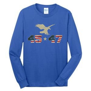 45 47 Trump 2024 President Election Patriotic Eagle Usa Flag Gift Tall Long Sleeve T-Shirt