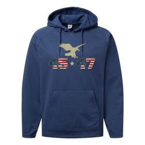 45 47 Trump 2024 President Election Patriotic Eagle Usa Flag Gift Performance Fleece Hoodie