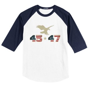 45 47 Trump 2024 President Election Patriotic Eagle Usa Flag Gift Baseball Sleeve Shirt