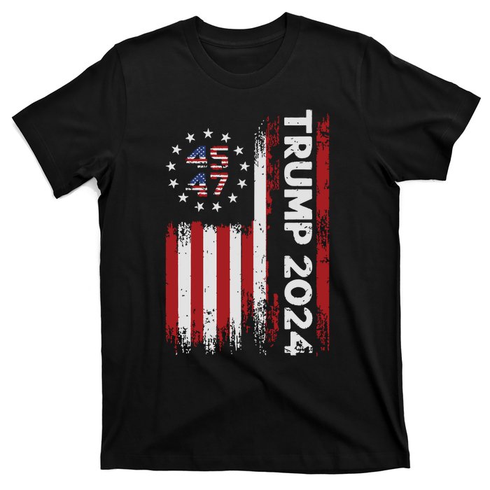 45 47 Trump 2024 American Flag T-Shirt