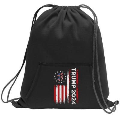 45 47 Trump 2024 American Flag Sweatshirt Cinch Pack Bag