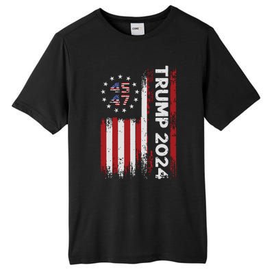 45 47 Trump 2024 American Flag Tall Fusion ChromaSoft Performance T-Shirt