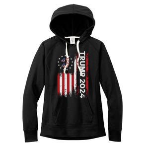 45 47 Trump 2024 American Flag Women's Fleece Hoodie