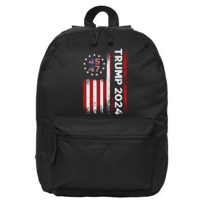 45 47 Trump 2024 American Flag 16 in Basic Backpack