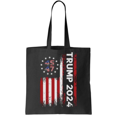 45 47 Trump 2024 American Flag Tote Bag