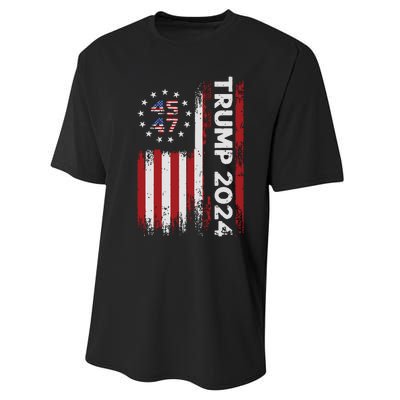 45 47 Trump 2024 American Flag Performance Sprint T-Shirt