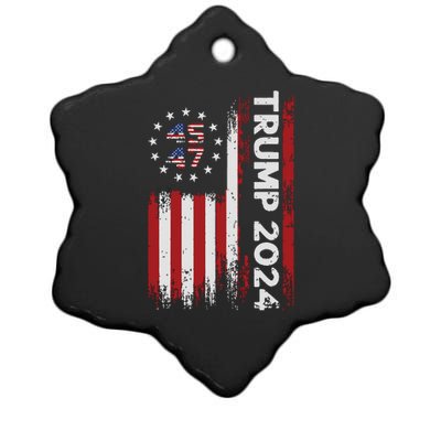 45 47 Trump 2024 American Flag Ceramic Star Ornament