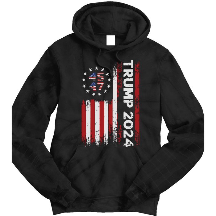 45 47 Trump 2024 American Flag Tie Dye Hoodie